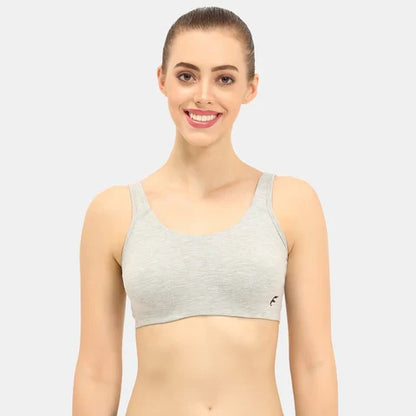 Grey melange sports bra Envie non padded non wired full coverage comfortable gym workout bra for daily activewear