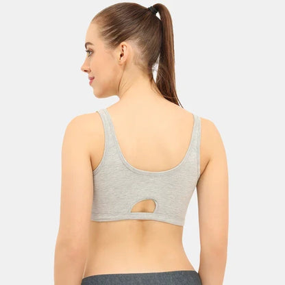 Grey melange sports bra Envie non padded non wired full coverage comfortable gym workout bra for daily activewear