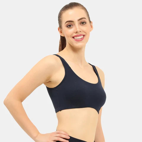 Navy blue sports bra Envie non padded non wired full coverage comfortable gym workout bra for daily activewear
