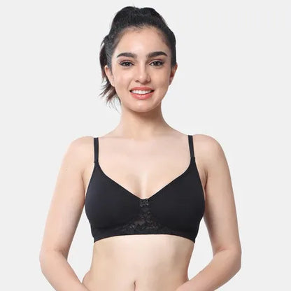 Soft black T-shirt bra Envie non padded non wired comfortable bra for women