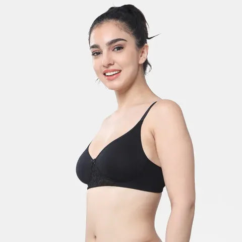 Soft black T-shirt bra Envie non padded non wired comfortable bra for women