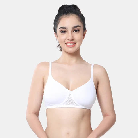 Envie women’s white T-shirt bra non padded non wired 3/4th coverage soft support bra