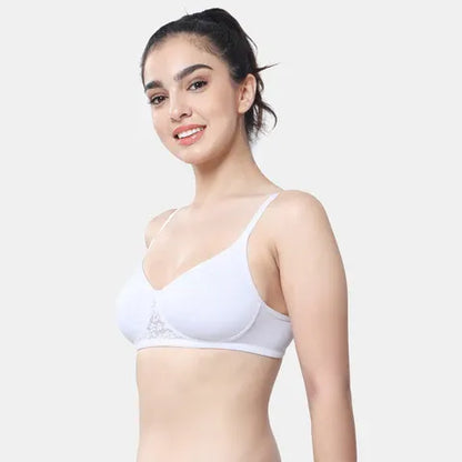 Envie women’s white T-shirt bra non padded non wired 3/4th coverage soft support bra