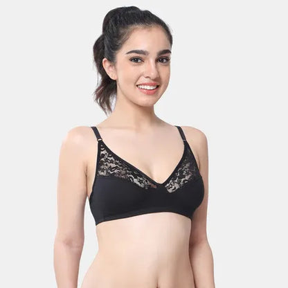 Envie minimiser lace bra non padded non wired 3/4th coverage NVB1091 black smooth full coverage reducing bust elegant lace bra for women