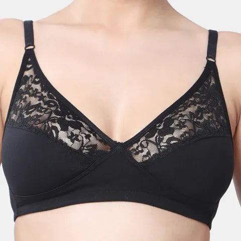 Envie minimiser lace bra non padded non wired 3/4th coverage NVB1091 black smooth full coverage reducing bust elegant lace bra for women