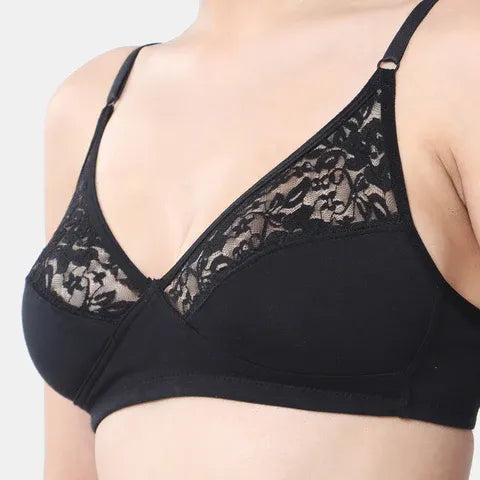 Envie minimiser lace bra non padded non wired 3/4th coverage NVB1091 black smooth full coverage reducing bust elegant lace bra for women