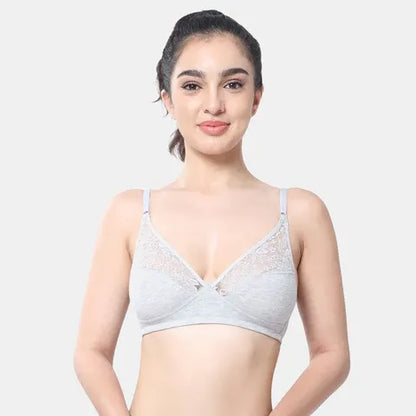 Envie minimiser lace bra non padded non wired 3/4th coverage NVB1091 grey melange smooth full coverage reducing bust elegant lace bra for women