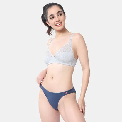 Envie minimiser lace bra non padded non wired 3/4th coverage NVB1091 grey melange smooth full coverage reducing bust elegant lace bra for women