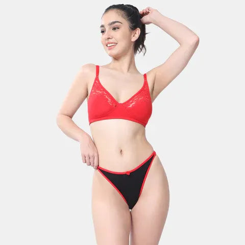 Envie 3/4th coverage minimiser lace bra red NVB1091 non padded non wired smooth fit reducing bust appearance elegant bra