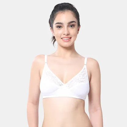 Seamless white lace minimiser bra Envie 3/4th coverage non wired lightweight elegant comfortable bra for women