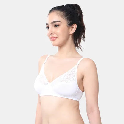 Seamless white lace minimiser bra Envie 3/4th coverage non wired lightweight elegant comfortable bra for women