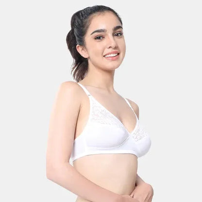Seamless white lace minimiser bra Envie 3/4th coverage non wired lightweight elegant comfortable bra for women