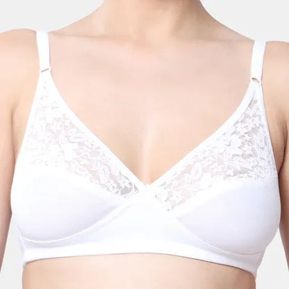 Seamless white lace minimiser bra Envie 3/4th coverage non wired lightweight elegant comfortable bra for women