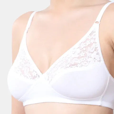 Seamless white lace minimiser bra Envie 3/4th coverage non wired lightweight elegant comfortable bra for women