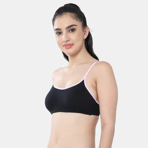 Envie girls training bra black light pink NVGB1103 non wired non padded soft fabric beginners bra for teens