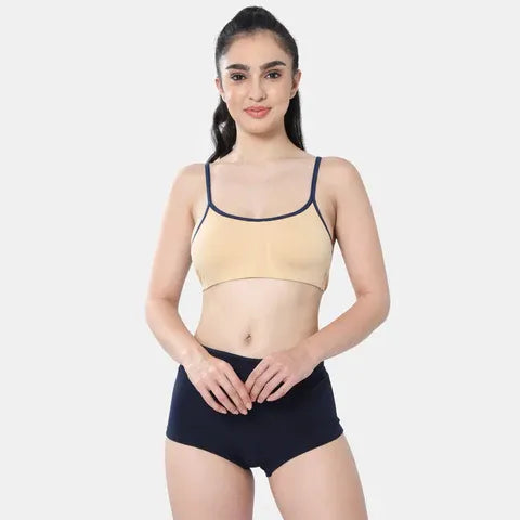 Envie girls beginners bra non padded non wired 3/4th coverage NVGB1103 nude navy soft comfortable training bra for teens
