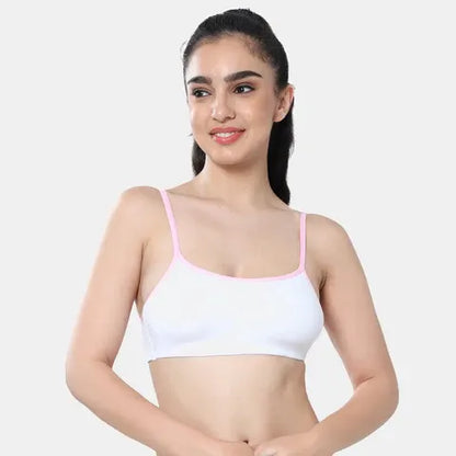 Soft comfortable girls bra white light pink Envie 3/4th coverage non wired lightweight beginners bra for teens