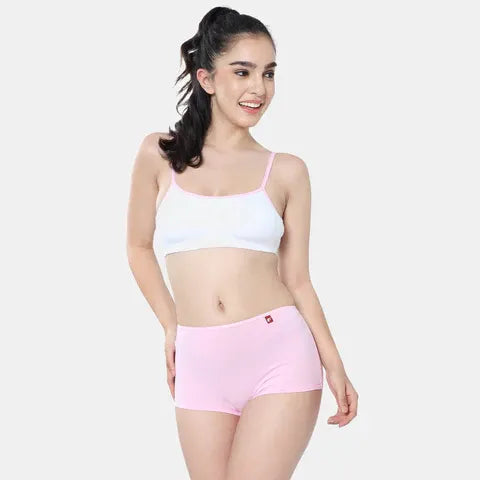 Soft comfortable girls bra white light pink Envie 3/4th coverage non wired lightweight beginners bra for teens