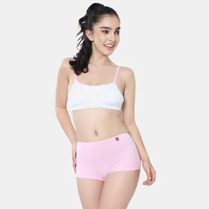 Soft comfortable girls bra white light pink Envie 3/4th coverage non wired lightweight beginners bra for teens