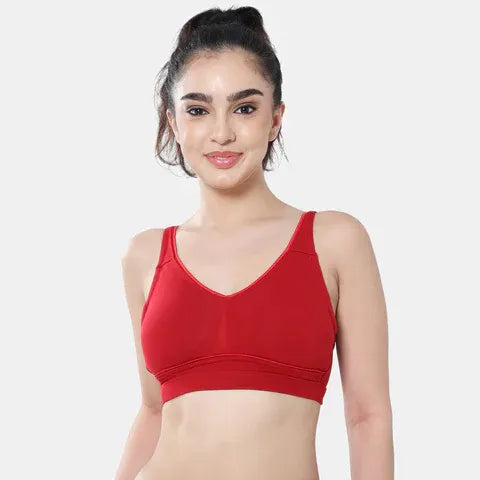Seamless maroon minimiser bra Envie 3/4th coverage non wired lightweight smooth finish bra for women