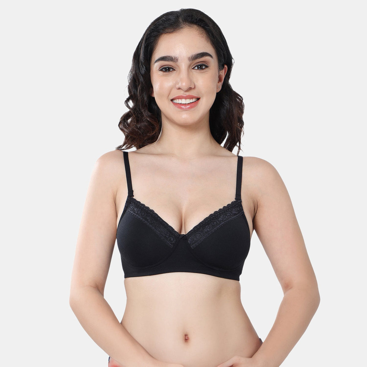 Envie Padded Non-Wired 3/4th Coverage T-Shirt Lace Bra