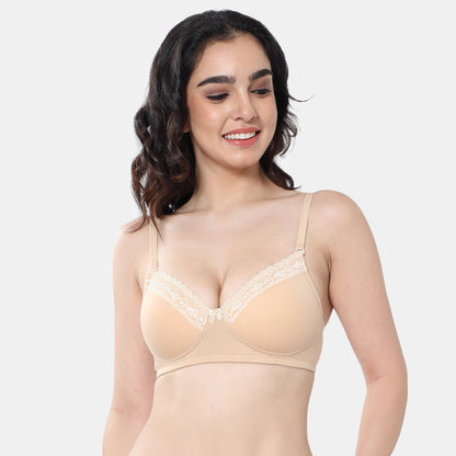 Envie Padded Non-Wired 3/4th Coverage T-Shirt Lace Bra
