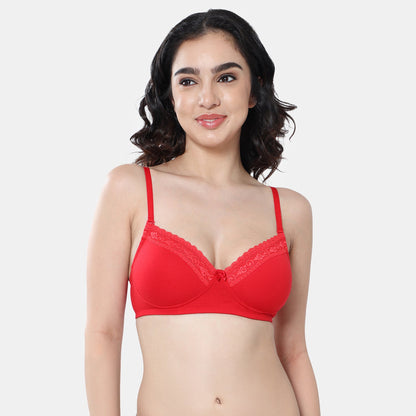 Envie Padded Non-Wired 3/4th Coverage T-Shirt Lace Bra