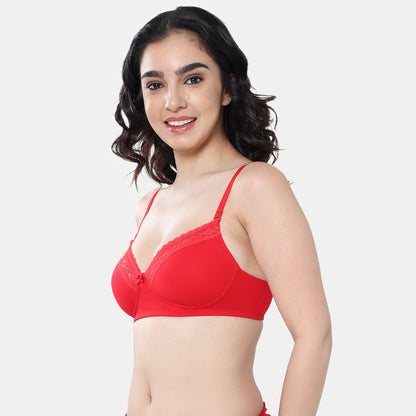 Envie Padded Non-Wired 3/4th Coverage T-Shirt Lace Bra