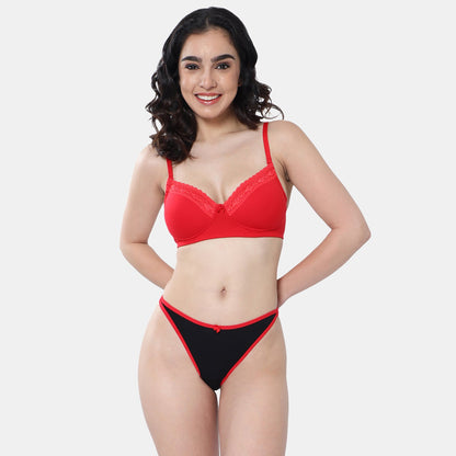 Envie Padded Non-Wired 3/4th Coverage T-Shirt Lace Bra
