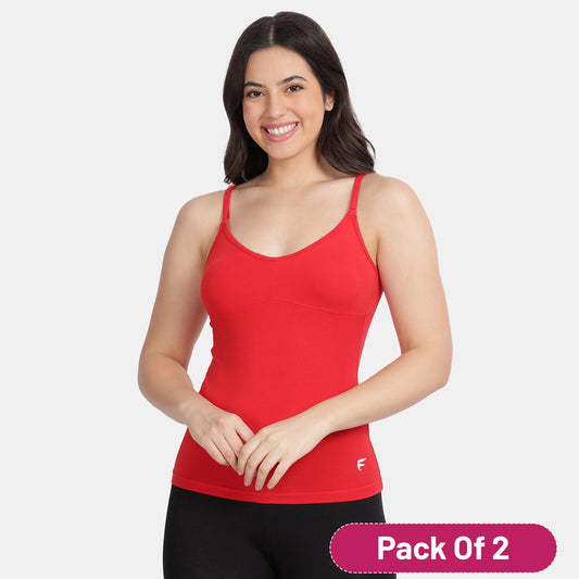 Envie NVC3004 True Red Moulded V-Neck Camisole Pack of 2 Front View