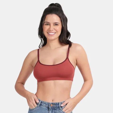 Soft comfortable girls bra light maroon Envie full coverage non wired non padded lightweight beginners bra for teens