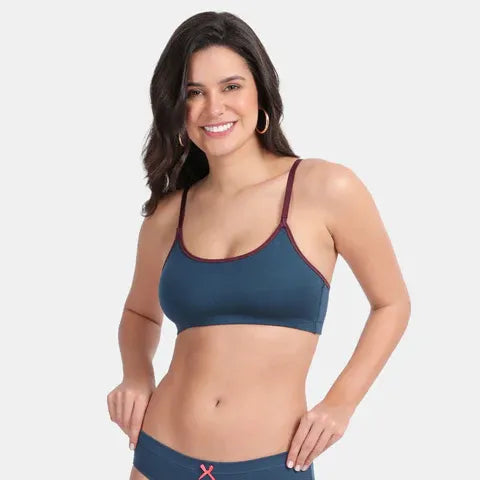 Soft comfortable girls bra majolica blue Envie full coverage non wired non padded lightweight beginners bra for teens