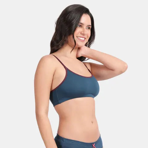 Soft comfortable girls bra majolica blue Envie full coverage non wired non padded lightweight beginners bra for teens
