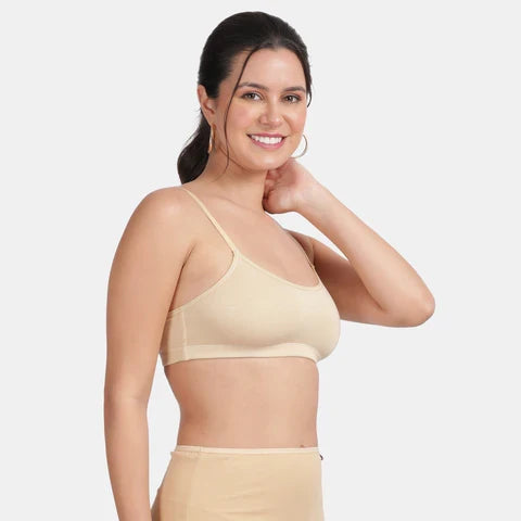 Envie girls training bra beige NVGB1008 non wired non padded soft fabric full coverage beginners bra for teens