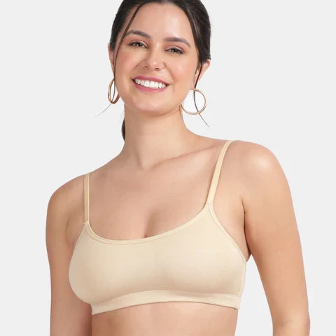 Envie girls training bra beige NVGB1008 non wired non padded soft fabric full coverage beginners bra for teens