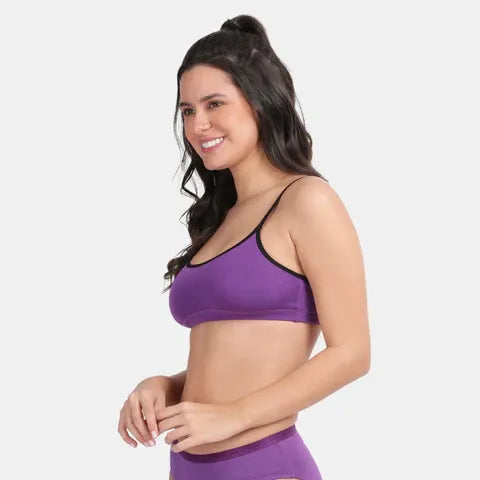 Envie girls beginners bra non padded non wired full coverage NVGB1008 purple soft comfortable training bra for teens