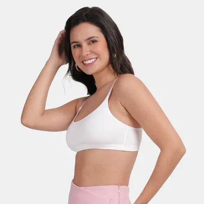 Envie girls training bra white NVGB1008 non wired non padded soft fabric full coverage beginners bra for teens