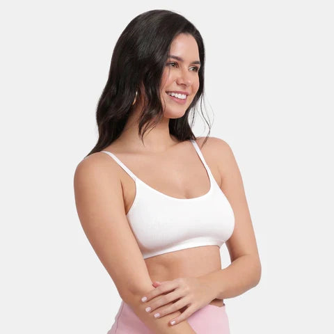 Envie girls training bra white NVGB1008 non wired non padded soft fabric full coverage beginners bra for teens
