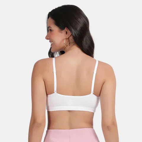 Envie girls training bra white NVGB1008 non wired non padded soft fabric full coverage beginners bra for teens
