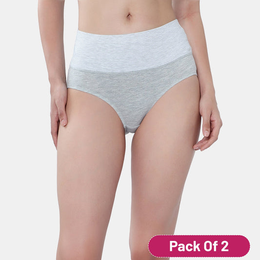 Grey melange high-rise tummy tucker panty for firm control - Envie NVP2024