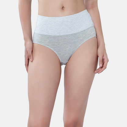 Grey melange high-rise tummy tucker panty for firm control - Envie NVP2024