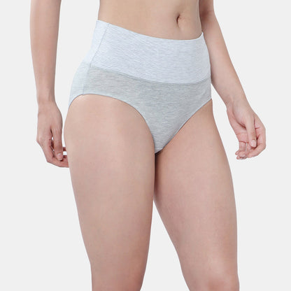 Grey melange high-rise tummy tucker panty for firm control - Envie NVP2024