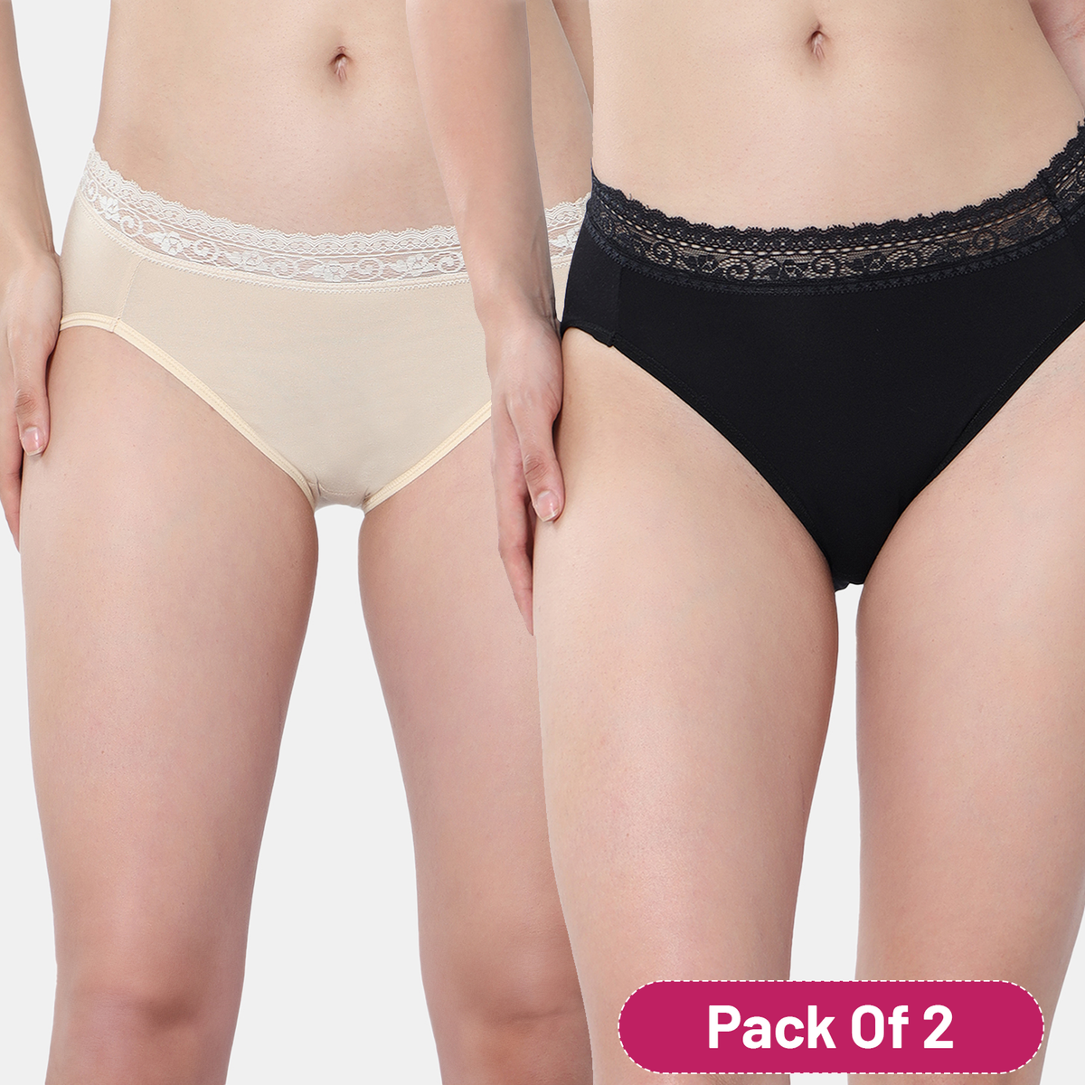 Envie Medium Rise 3/4th Coverage Lace Hipster (Pack of 2)
