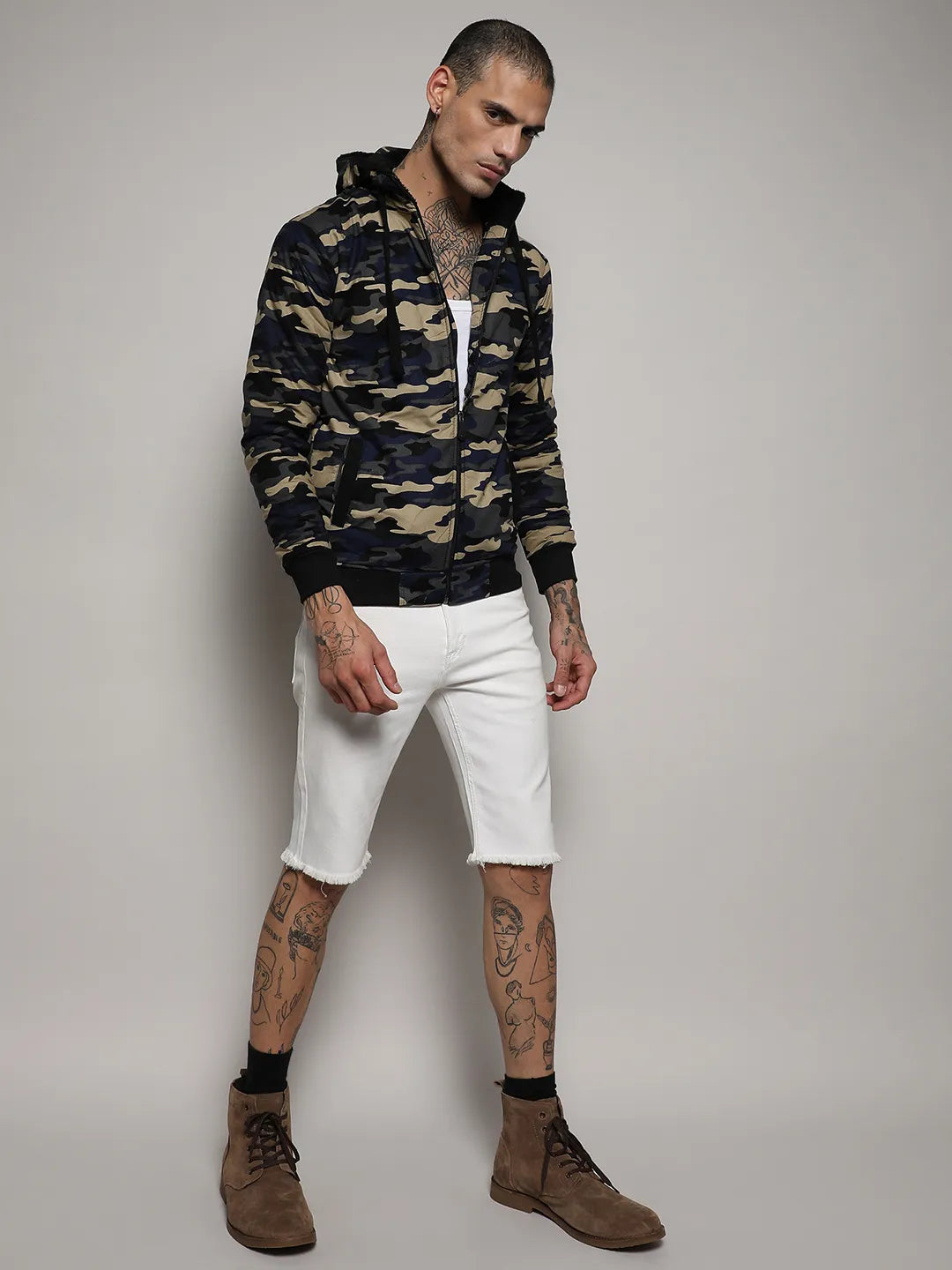 Camouflage Hoodie With Insert Pocket