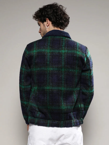 Tartan Plaid Jacket With Fleece Collar