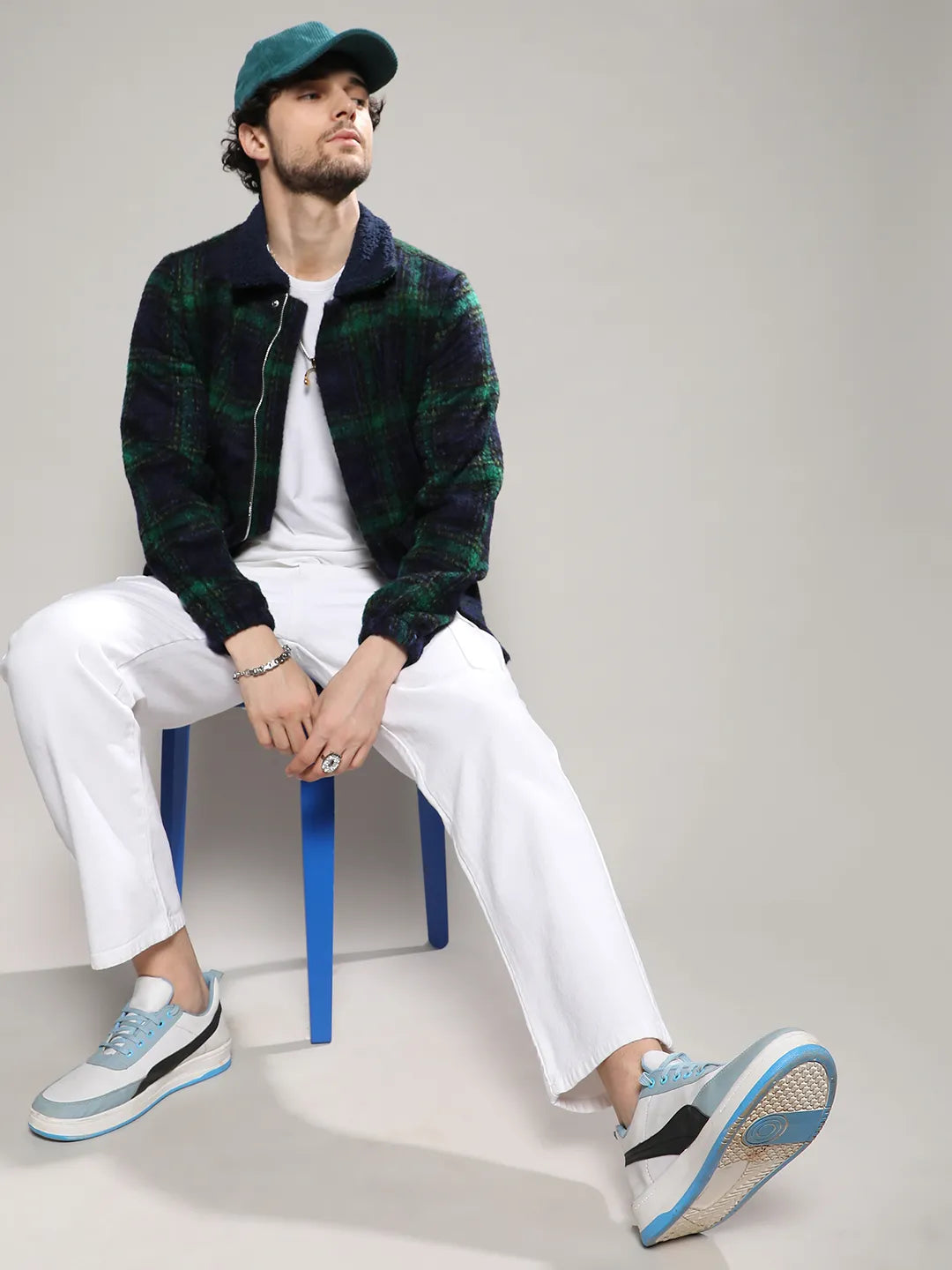 Tartan Plaid Jacket With Fleece Collar