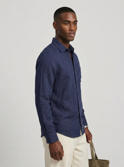 Pure Linen F/S - Navy Blue