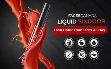 Faces Canada Liquid Sindoor | Rich Color Long Lasting Water-Proof Sponge Tip Applicator Red 2.5 ml