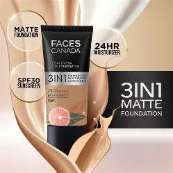 FACES CANADA 3IN1 HYDRA MATTE FOUNDATION - Warm Sand 042 18 ml