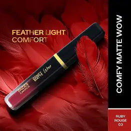 Faces Canada Comfy Matte Wow Liquid Lipstick Highly Pigmented - Ruby Rouge 03 3.8 gm